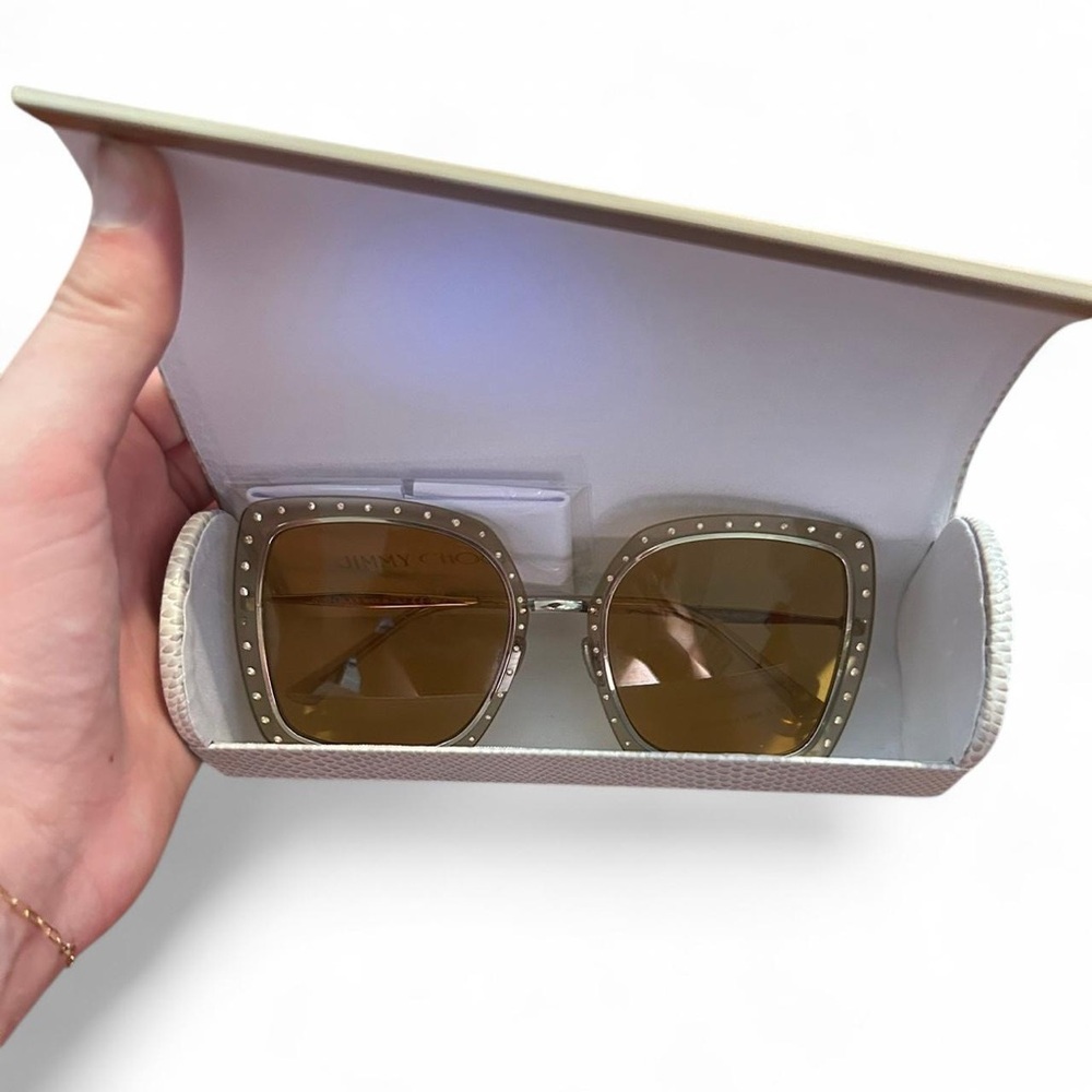 Jimmy Choo Silver Studded Sunglasses with Tan Lenses